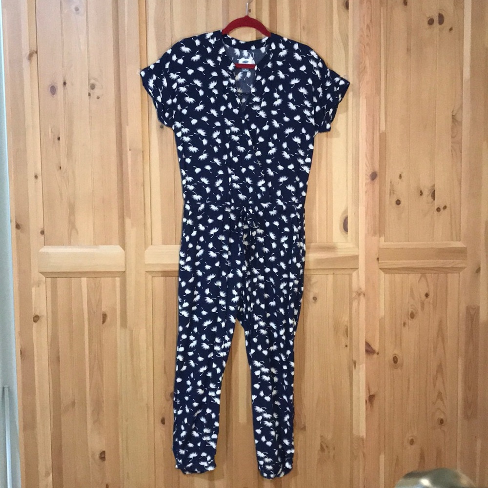 Old Navy Navy Blue Floral Jumpsuit
